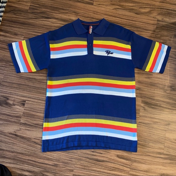 1980's Vintage Knit Striped Baggy Fit Polo Shirt NWOT by Willie Esco Size L - Picture 9 of 9